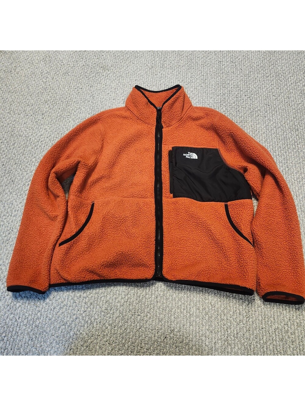 The North Face Orange Black Fleece Jacket Size XL Full Zip